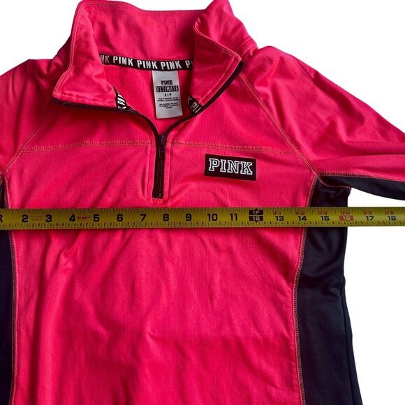 Victorias Secret Pink Ultimate 1/4 Zip Pullover Hot Pink Athletic Jacket Sz S - Picture 6 of 7
